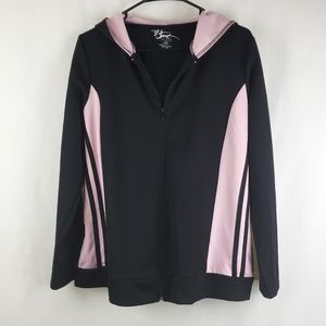 V Sport By Venezia Pink Black Zipper Hoodie 14/16